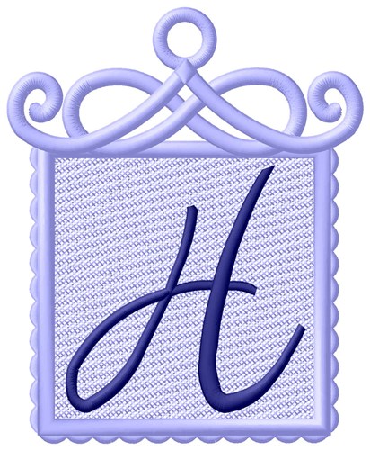 Framed Purple Font H Machine Embroidery Design