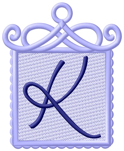 Framed Purple Font K Machine Embroidery Design