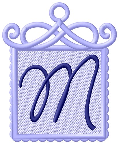 Framed Purple Font M Machine Embroidery Design
