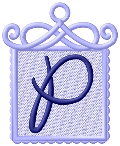 Framed Purple Font P Machine Embroidery Design