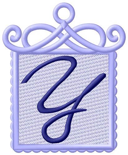Framed Purple Font Y Machine Embroidery Design