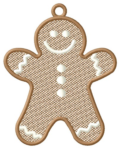 Gingerbread Boy Ornament Machine Embroidery Design
