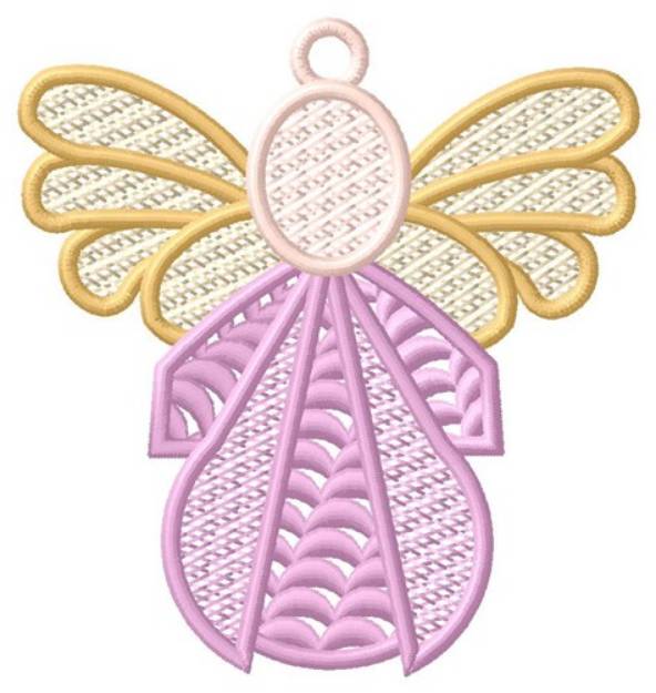 Picture of Pink Angel Ornament Machine Embroidery Design