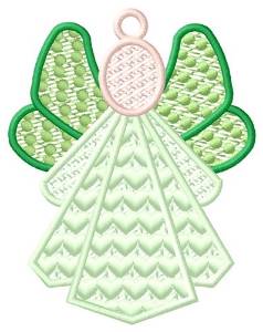 Picture of Green Angel Ornament Machine Embroidery Design