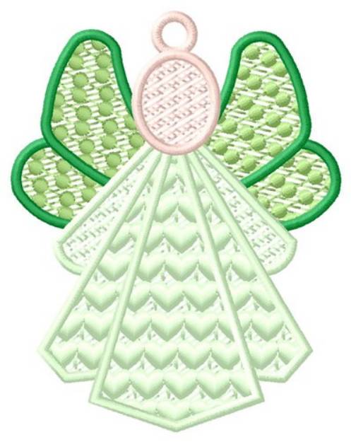 Picture of Green Angel Ornament Machine Embroidery Design