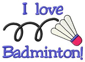 Picture of I Love Badminton Machine Embroidery Design