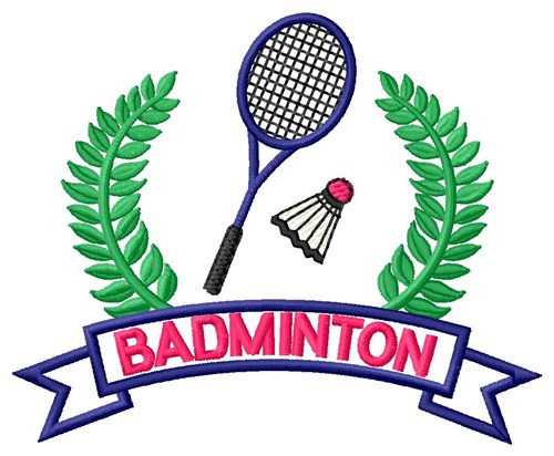 Badminton Wreath Machine Embroidery Design