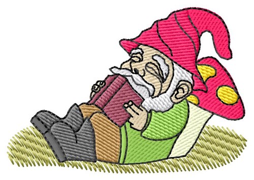 Gnome Reading Machine Embroidery Design