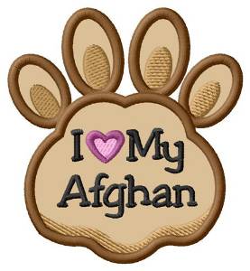 Picture of Love My Afghan Paw Applique Machine Embroidery Design