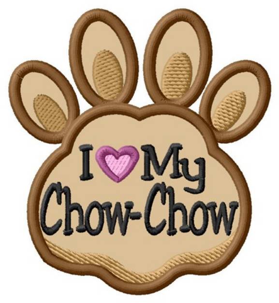 Picture of Love My Chow-Chow Paw Applique Machine Embroidery Design
