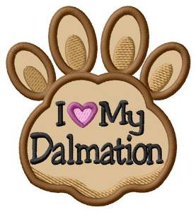 Picture of Love My Dalmation Paw Applique Machine Embroidery Design
