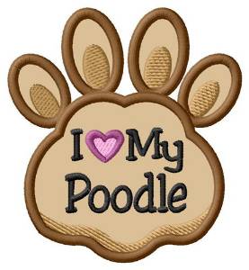 Picture of Love My Poodle Paw Applique Machine Embroidery Design