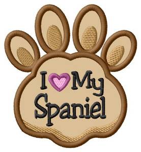 Picture of Love My Spaniel Paw Applique Machine Embroidery Design