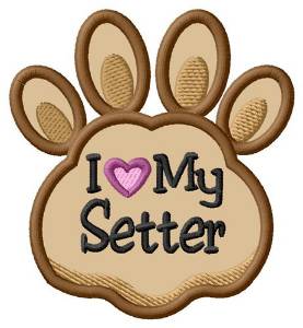 Picture of Love My Setter Paw Applique Machine Embroidery Design