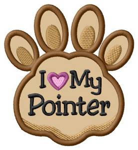 Picture of Love My Pointer Paw Applique Machine Embroidery Design