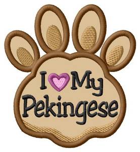 Picture of Love My Pekingese Paw Applique Machine Embroidery Design