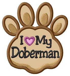 Picture of Love My Doberman Paw Applique Machine Embroidery Design