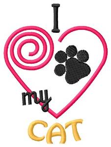 Picture of I Love My Cat Machine Embroidery Design