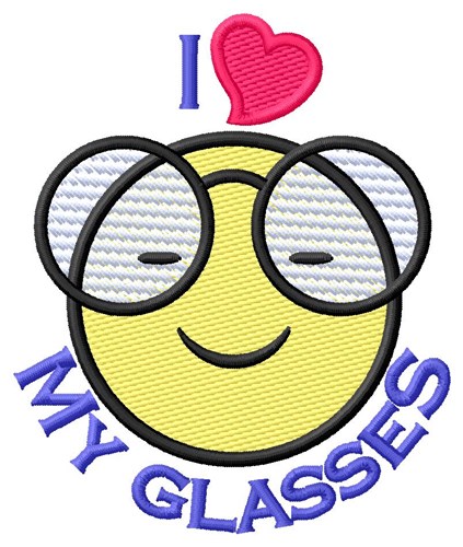 I Love Glasses Machine Embroidery Design