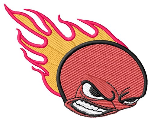 Flaming Kickball Machine Embroidery Design