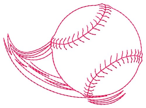 Flying Baseball Machine Embroidery Design