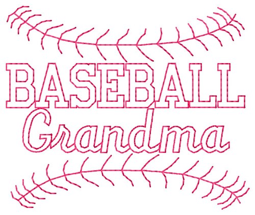 Baseball Grandma Machine Embroidery Design