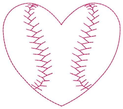 Heart Baseball Machine Embroidery Design