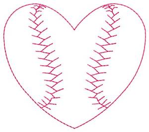 Picture of Heart Baseball Machine Embroidery Design