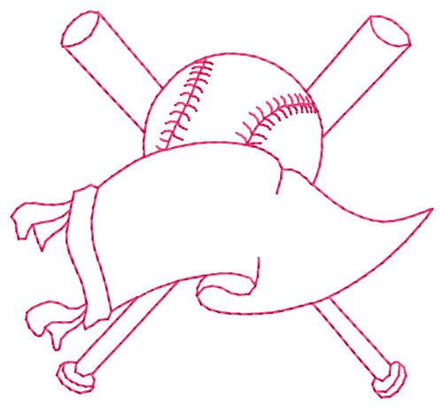 Baseball Pennant Machine Embroidery Design