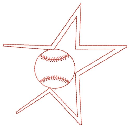Baseball Star Machine Embroidery Design