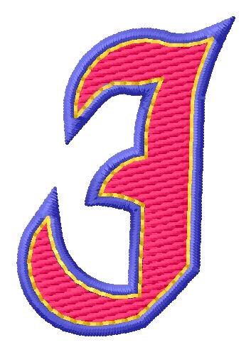 Baseball Font J Machine Embroidery Design