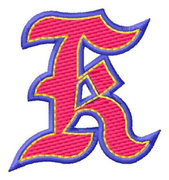 Picture of Baseball Font K Machine Embroidery Design