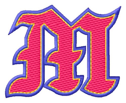 Baseball Font M Machine Embroidery Design
