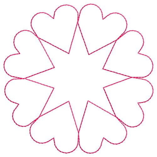 Heart Star Machine Embroidery Design