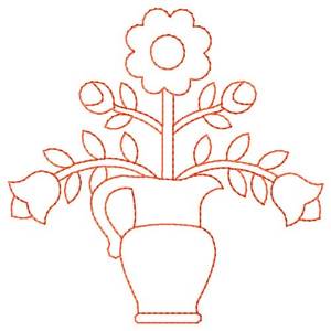 Picture of Flower Vase Machine Embroidery Design