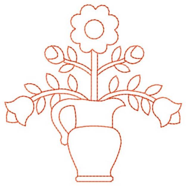 Picture of Flower Vase Machine Embroidery Design
