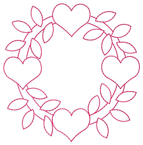 Heart Wreath Machine Embroidery Design