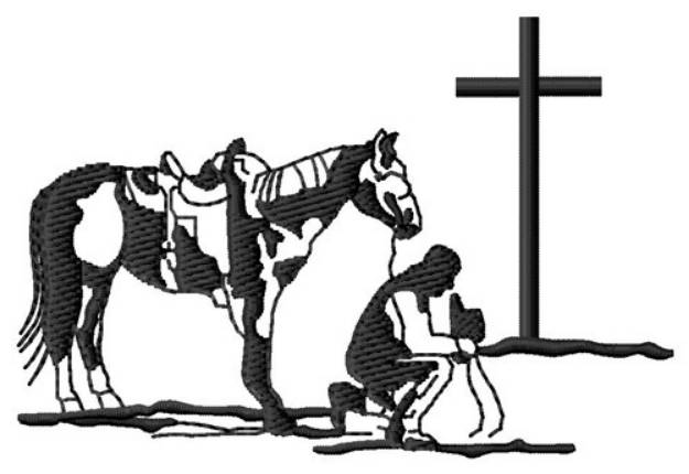 Picture of Praying Cowboy Machine Embroidery Design