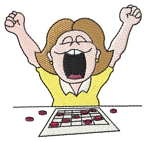 Female Bingo Player Machine Embroidery Design