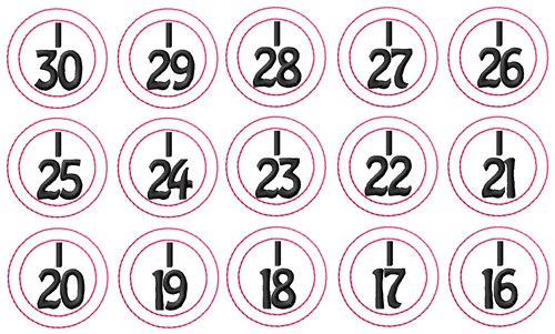 Bingo I Numbers Machine Embroidery Design