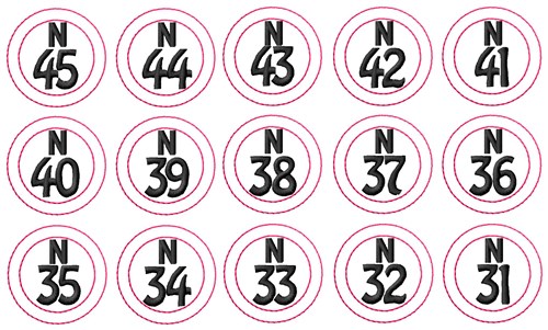 Bingo N Numbers Machine Embroidery Design