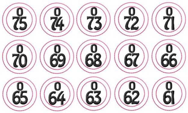 Picture of Bingo O Numbers Machine Embroidery Design