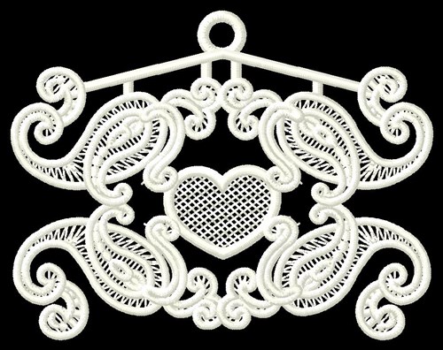 Paisley Heart Ornament Machine Embroidery Design