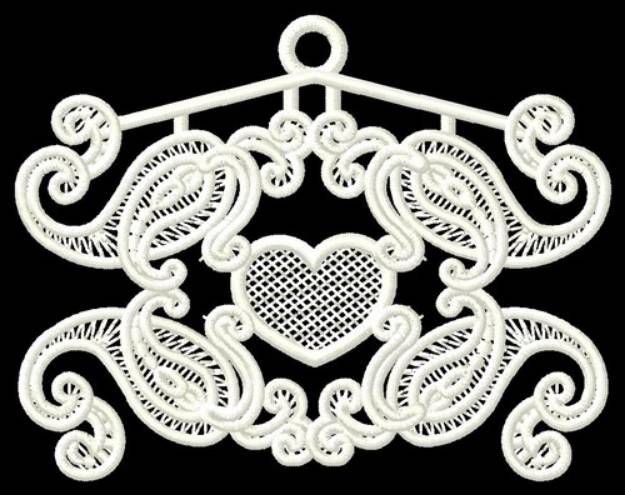 Picture of Paisley Heart Ornament Machine Embroidery Design
