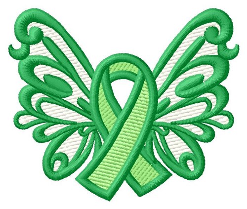 Butterfly Green Ribbon Machine Embroidery Design