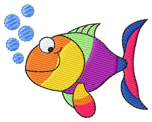 Rainbow Fish Machine Embroidery Design