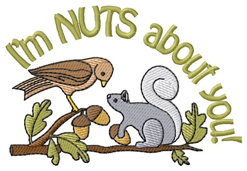 Squirrel And Acorn Machine Embroidery Design