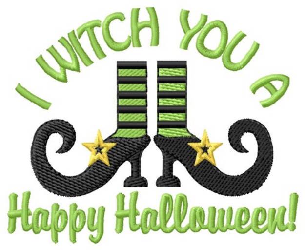Picture of Happy Halloween Witch Shoe Machine Embroidery Design