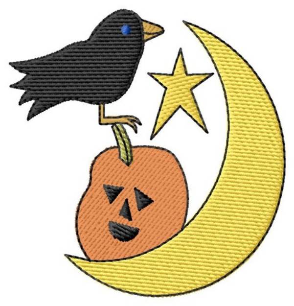 Picture of Halloween Raven Machine Embroidery Design