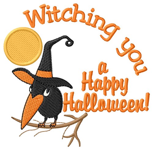 Happy Halloween Crow Machine Embroidery Design